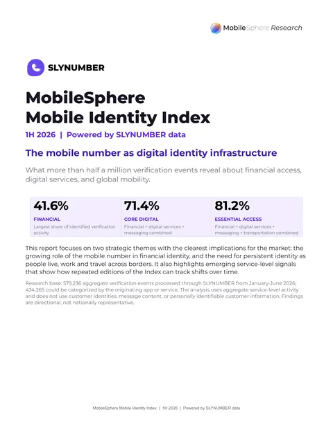 Première page du rapport MobileSphere Mobile Identity Index S1 2026