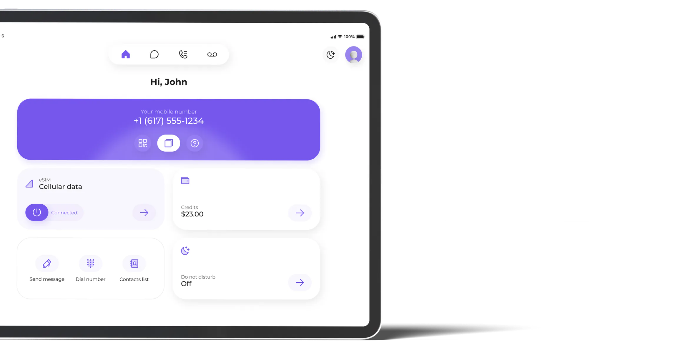 Ecrã inicial da app SLYNUMBER num iPad