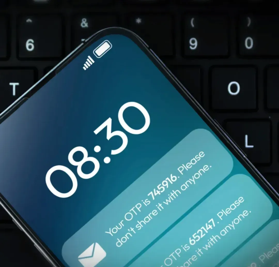Phone showing a one-time verification code