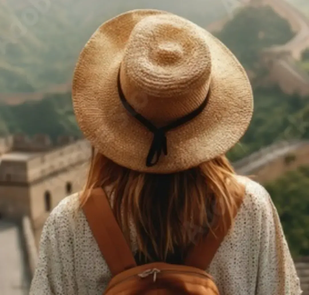 Traveller looking out over a scenic view